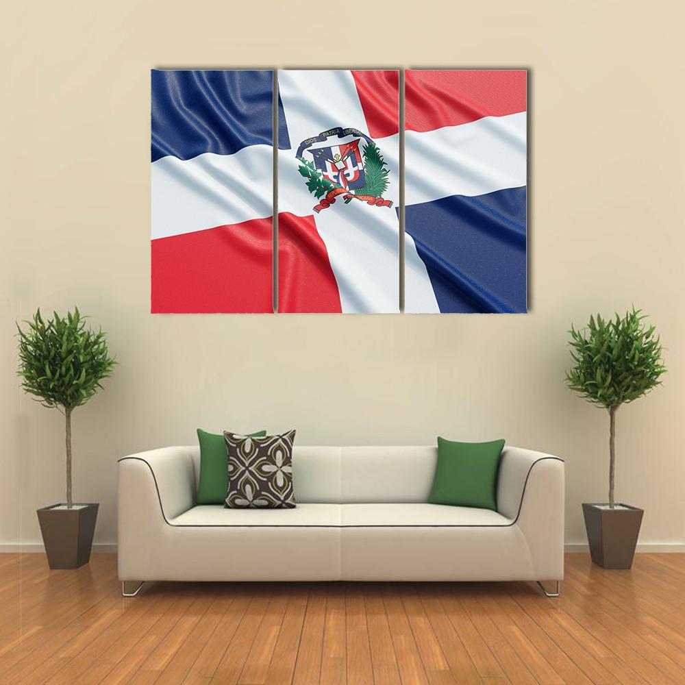 The Dominican Republic Flag Canvas Wall Art-3 Horizontal-Gallery Wrap-37" x 24"-Tiaracle