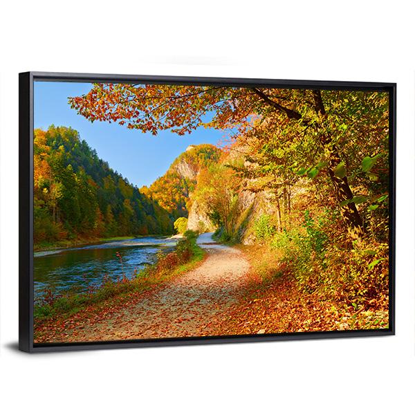 The Dunajec River In Autumn Canvas Wall Art-3 Horizontal-Gallery Wrap-25" x 16"-Tiaracle