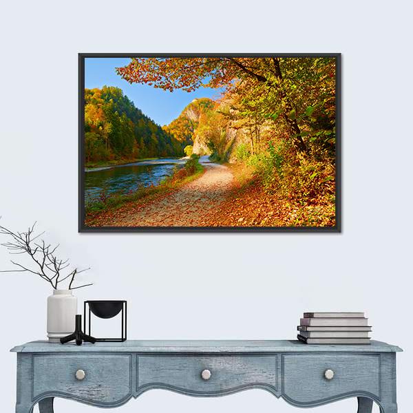 The Dunajec River In Autumn Canvas Wall Art-3 Horizontal-Gallery Wrap-25" x 16"-Tiaracle