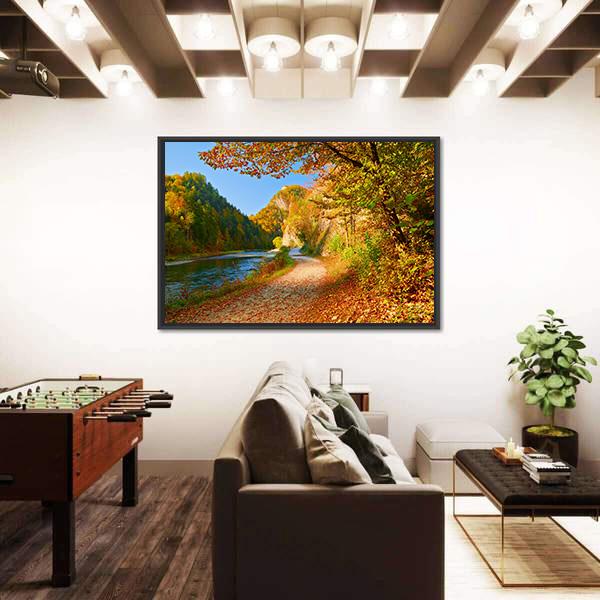 The Dunajec River In Autumn Canvas Wall Art-3 Horizontal-Gallery Wrap-25" x 16"-Tiaracle