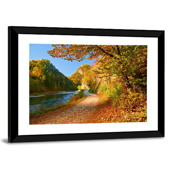 The Dunajec River In Autumn Canvas Wall Art-3 Horizontal-Gallery Wrap-25" x 16"-Tiaracle