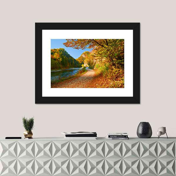 The Dunajec River In Autumn Canvas Wall Art-3 Horizontal-Gallery Wrap-25" x 16"-Tiaracle