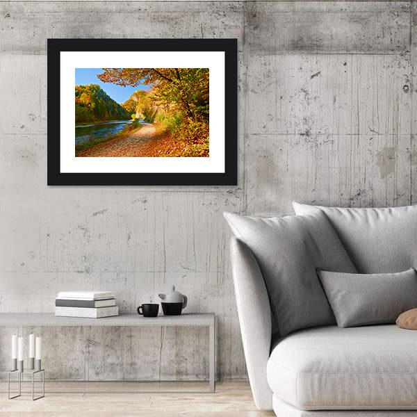 The Dunajec River In Autumn Canvas Wall Art-3 Horizontal-Gallery Wrap-25" x 16"-Tiaracle