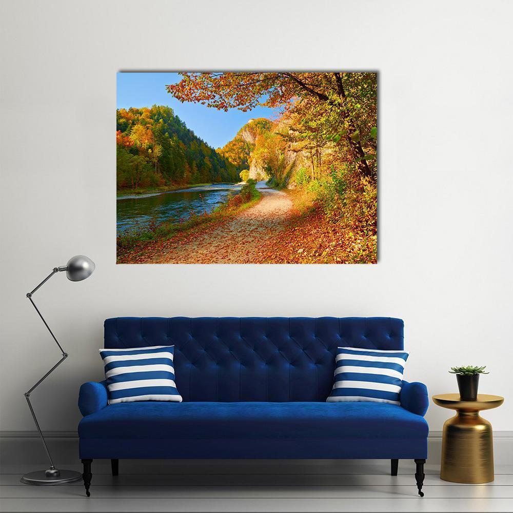 The Dunajec River In Autumn Canvas Wall Art-1 Piece-Gallery Wrap-48" x 32"-Tiaracle