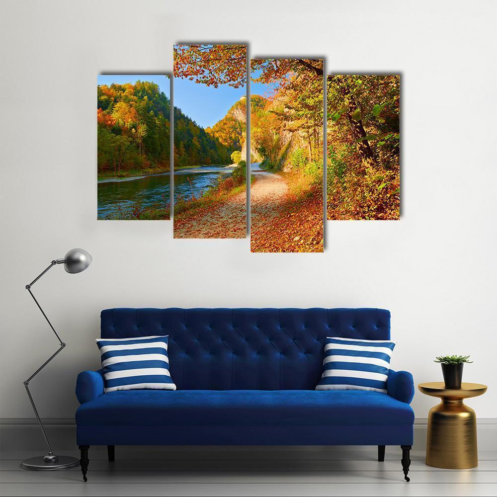 The Dunajec River In Autumn Canvas Wall Art-4 Pop-Gallery Wrap-50" x 32"-Tiaracle
