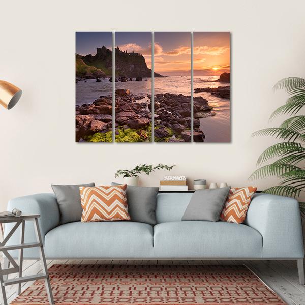 The Dunluce Castle Ireland Canvas Wall Art-4 Horizontal-Gallery Wrap-34" x 24"-Tiaracle