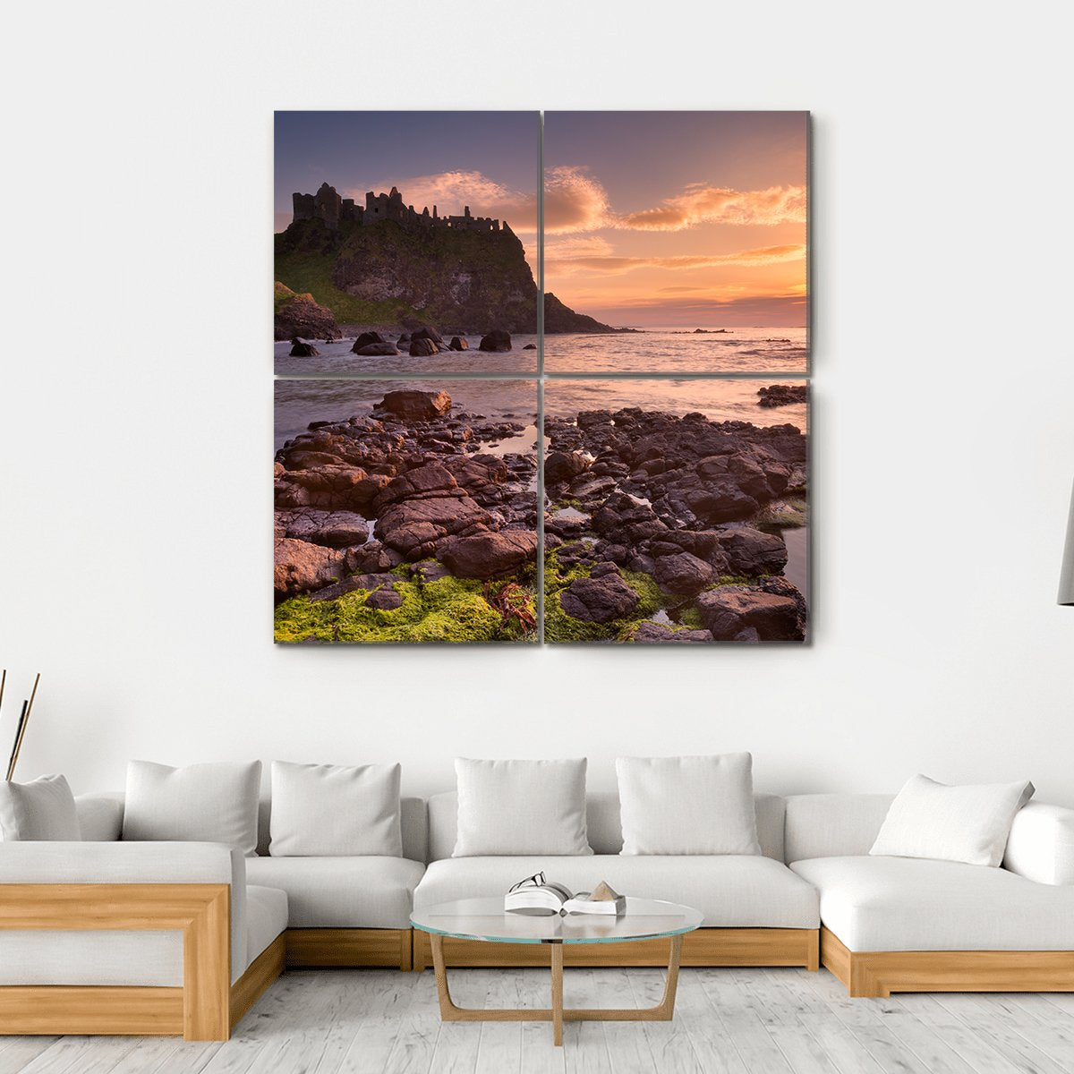 The Dunluce Castle Ireland Canvas Wall Art-4 Square-Gallery Wrap-17" x 17"-Tiaracle