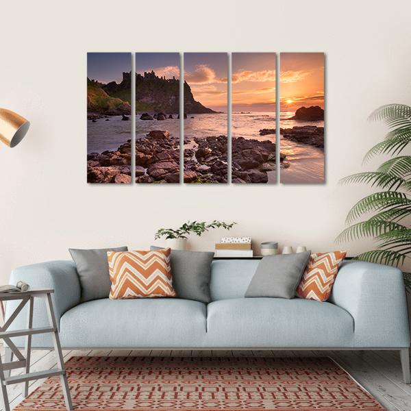 The Dunluce Castle Ireland Canvas Wall Art-5 Horizontal-Gallery Wrap-22" x 12"-Tiaracle