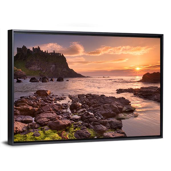 The Dunluce Castle Ireland Canvas Wall Art-3 Horizontal-Gallery Wrap-25" x 16"-Tiaracle