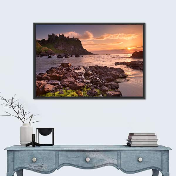 The Dunluce Castle Ireland Canvas Wall Art-3 Horizontal-Gallery Wrap-25" x 16"-Tiaracle