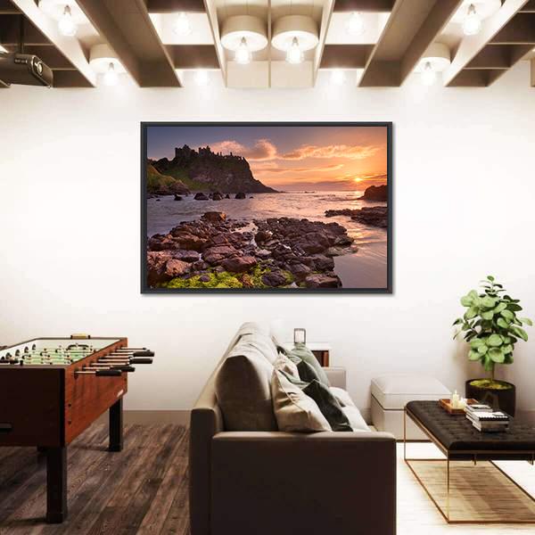 The Dunluce Castle Ireland Canvas Wall Art-3 Horizontal-Gallery Wrap-25" x 16"-Tiaracle