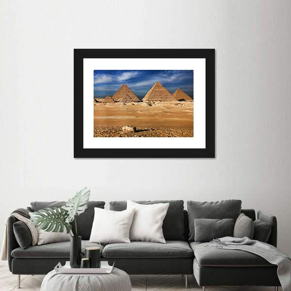 The Egyptian Pyramids Canvas Wall Art-1 Piece-Framed Print-20" x 16"-Tiaracle