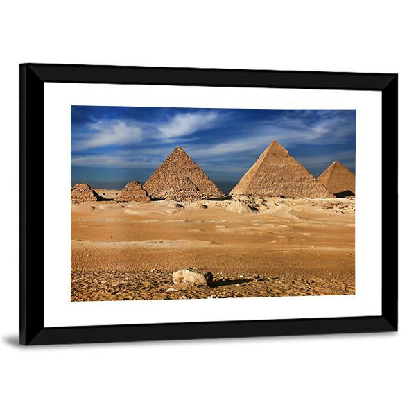 The Egyptian Pyramids Canvas Wall Art-3 Horizontal-Gallery Wrap-25" x 16"-Tiaracle