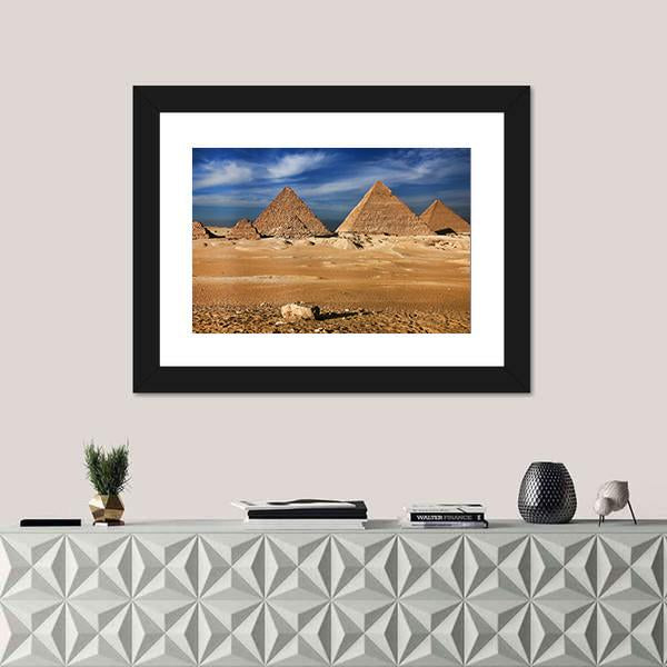 The Egyptian Pyramids Canvas Wall Art-5 Horizontal-Gallery Wrap-22" x 12"-Tiaracle