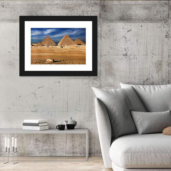 The Egyptian Pyramids Canvas Wall Art-3 Horizontal-Gallery Wrap-25" x 16"-Tiaracle
