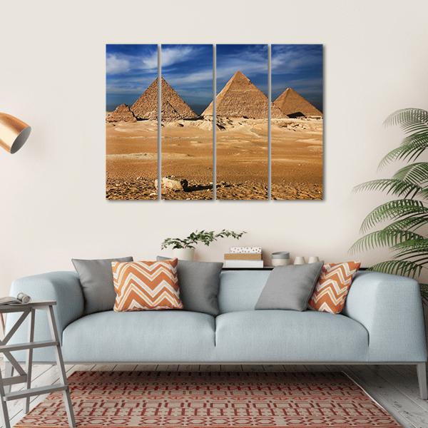 The Egyptian Pyramids Canvas Wall Art-4 Horizontal-Gallery Wrap-34" x 24"-Tiaracle