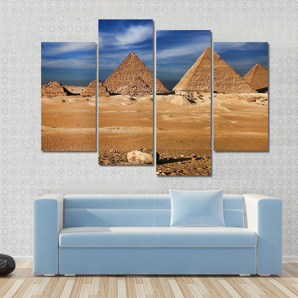 The Egyptian Pyramids Canvas Wall Art-4 Pop-Gallery Wrap-50" x 32"-Tiaracle