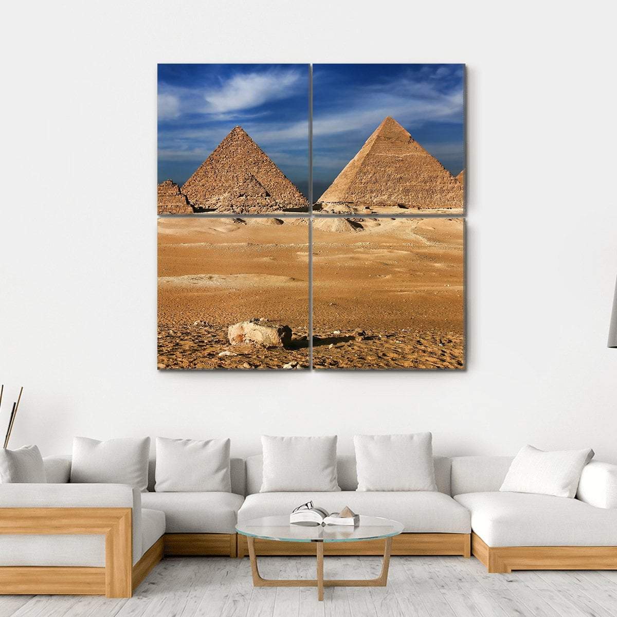 The Egyptian Pyramids Canvas Wall Art-4 Square-Gallery Wrap-17" x 17"-Tiaracle