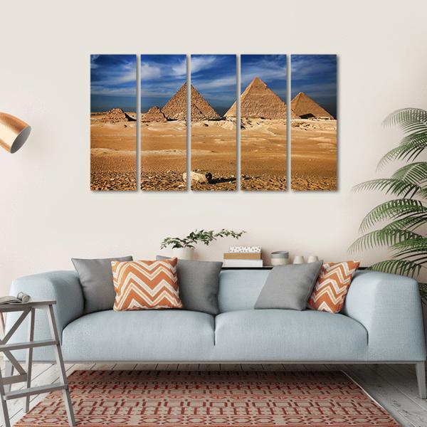 The Egyptian Pyramids Canvas Wall Art-5 Horizontal-Gallery Wrap-22" x 12"-Tiaracle