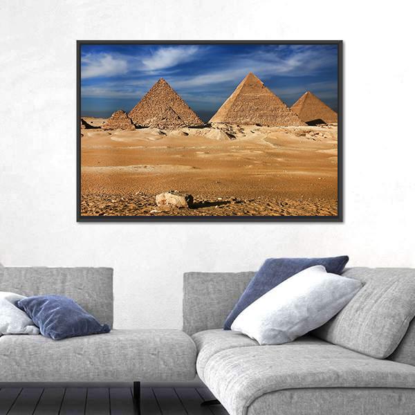 The Egyptian Pyramids Panoramic Canvas Wall Art-1 Piece-36" x 12"-Tiaracle