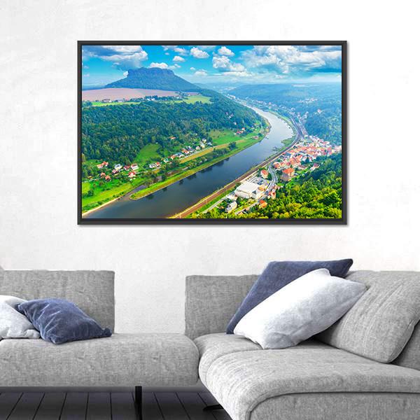 The Elbe River Canvas Wall Art-1 Piece-Floating Frame-24" x 16"-Tiaracle