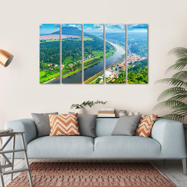 The Elbe River Canvas Wall Art-5 Horizontal-Gallery Wrap-22" x 12"-Tiaracle