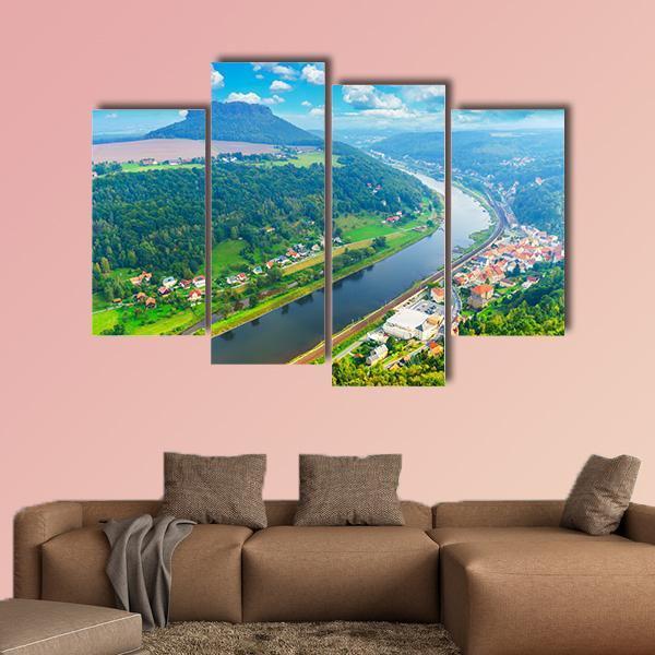 The Elbe River Canvas Wall Art-4 Pop-Gallery Wrap-50" x 32"-Tiaracle