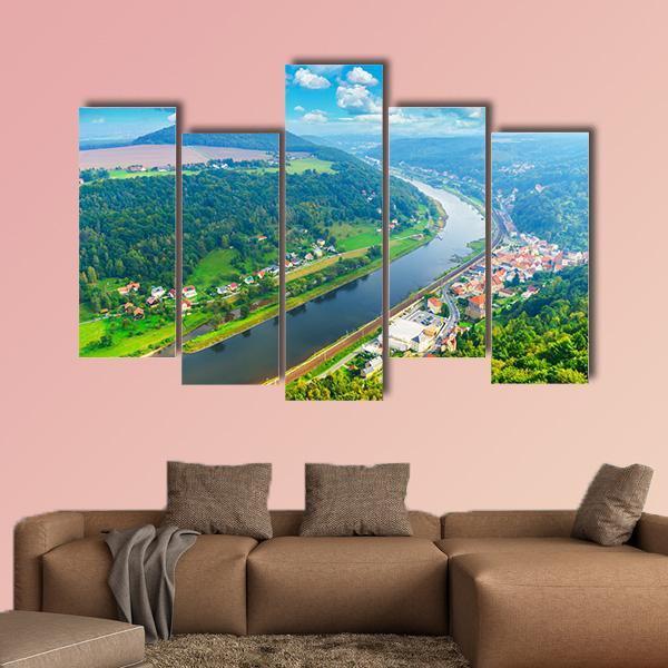 The Elbe River Canvas Wall Art-5 Pop-Gallery Wrap-47" x 32"-Tiaracle