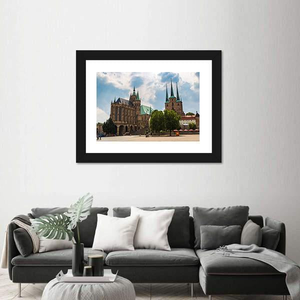 The Erfurt Cathedral Canvas Wall Art-1 Piece-Framed Print-42" x 14"-Tiaracle