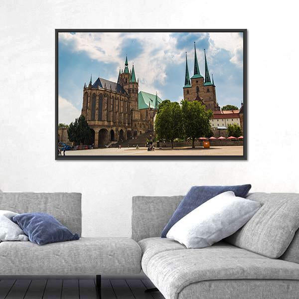 The Erfurt Cathedral Canvas Wall Art-1 Piece-Floating Frame-24" x 16"-Tiaracle