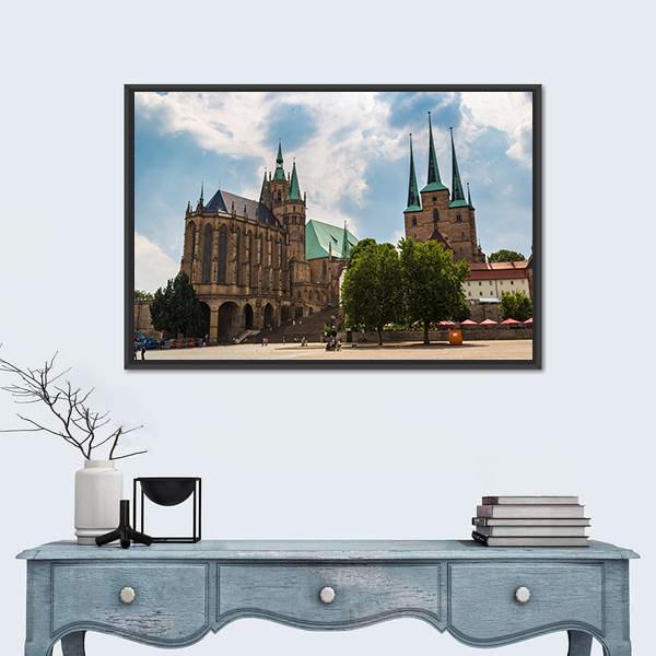 The Erfurt Cathedral Canvas Wall Art-3 Horizontal-Gallery Wrap-25" x 16"-Tiaracle