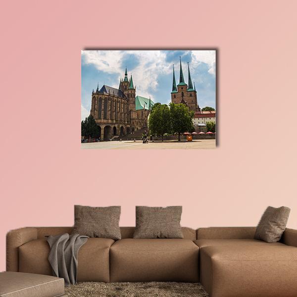 The Erfurt Cathedral Canvas Wall Art-1 Piece-Gallery Wrap-48" x 32"-Tiaracle