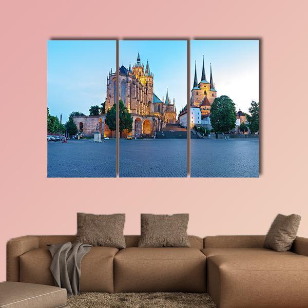 Erfurt Cathedral Canvas Wall Art-3 Horizontal-Gallery Wrap-25" x 16"-Tiaracle
