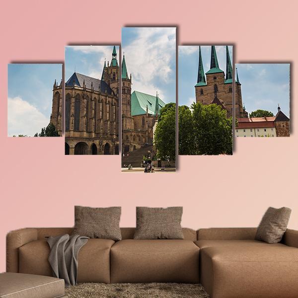 The Erfurt Cathedral Canvas Wall Art-5 Star-Gallery Wrap-62" x 32"-Tiaracle