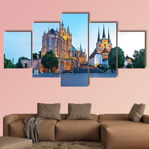 Erfurt Cathedral Canvas Wall Art-5 Star-Gallery Wrap-62" x 32"-Tiaracle