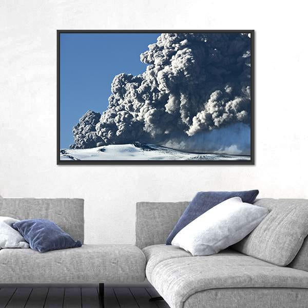 The Eyjafjallajokull Volcano Canvas Wall Art-1 Piece-Floating Frame-24" x 16"-Tiaracle