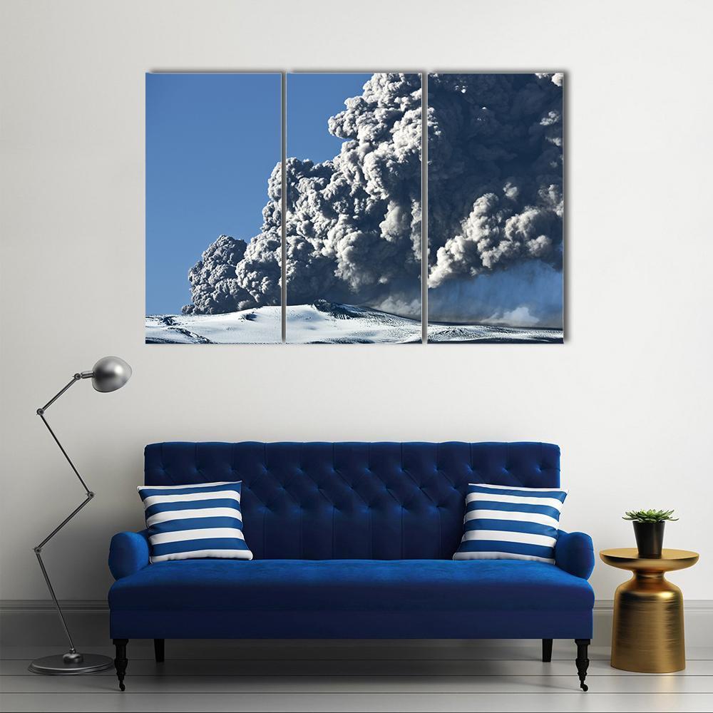 The Eyjafjallajokull Volcano Canvas Wall Art-3 Horizontal-Gallery Wrap-37&quot; x 24&quot;-Tiaracle