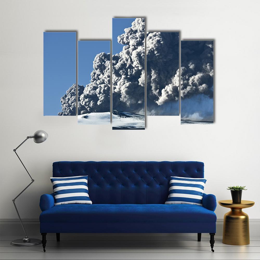 The Eyjafjallajokull Volcano Canvas Wall Art-5 Pop-Gallery Wrap-47&quot; x 32&quot;-Tiaracle
