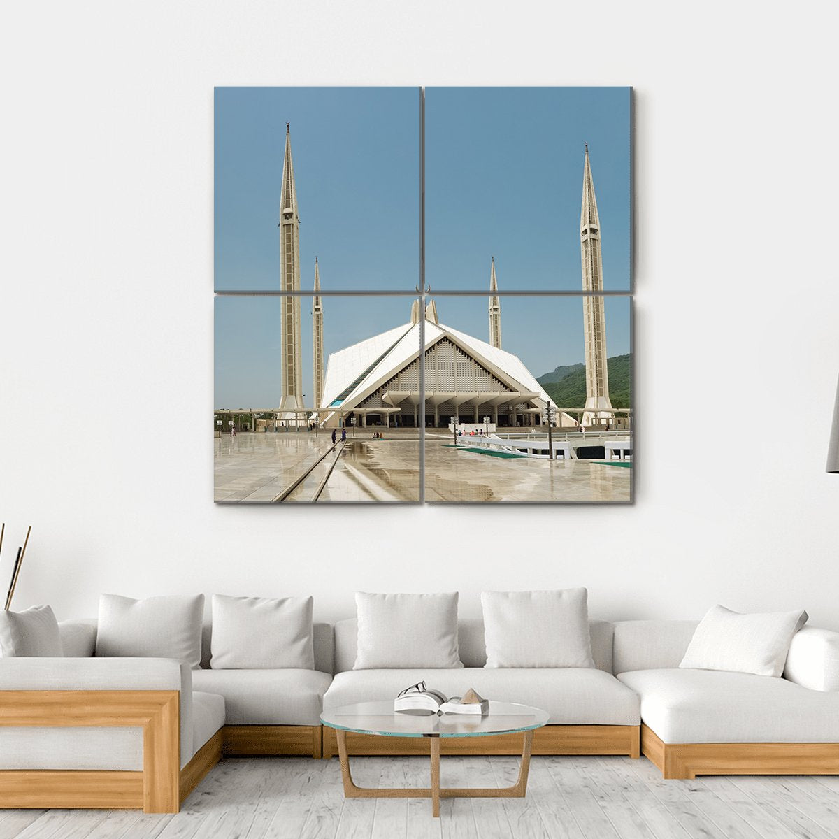 Faisal Mosque In Islamabad Canvas Wall Art-4 Square-Gallery Wrap-17" x 17"-Tiaracle
