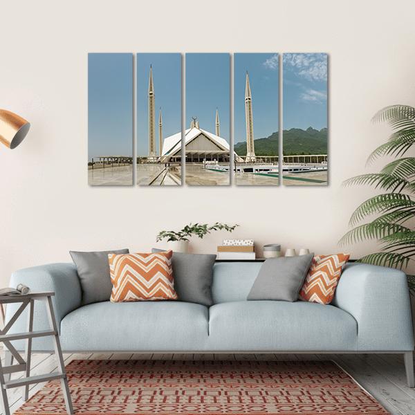 Faisal Mosque In Islamabad Canvas Wall Art-5 Horizontal-Gallery Wrap-22" x 12"-Tiaracle