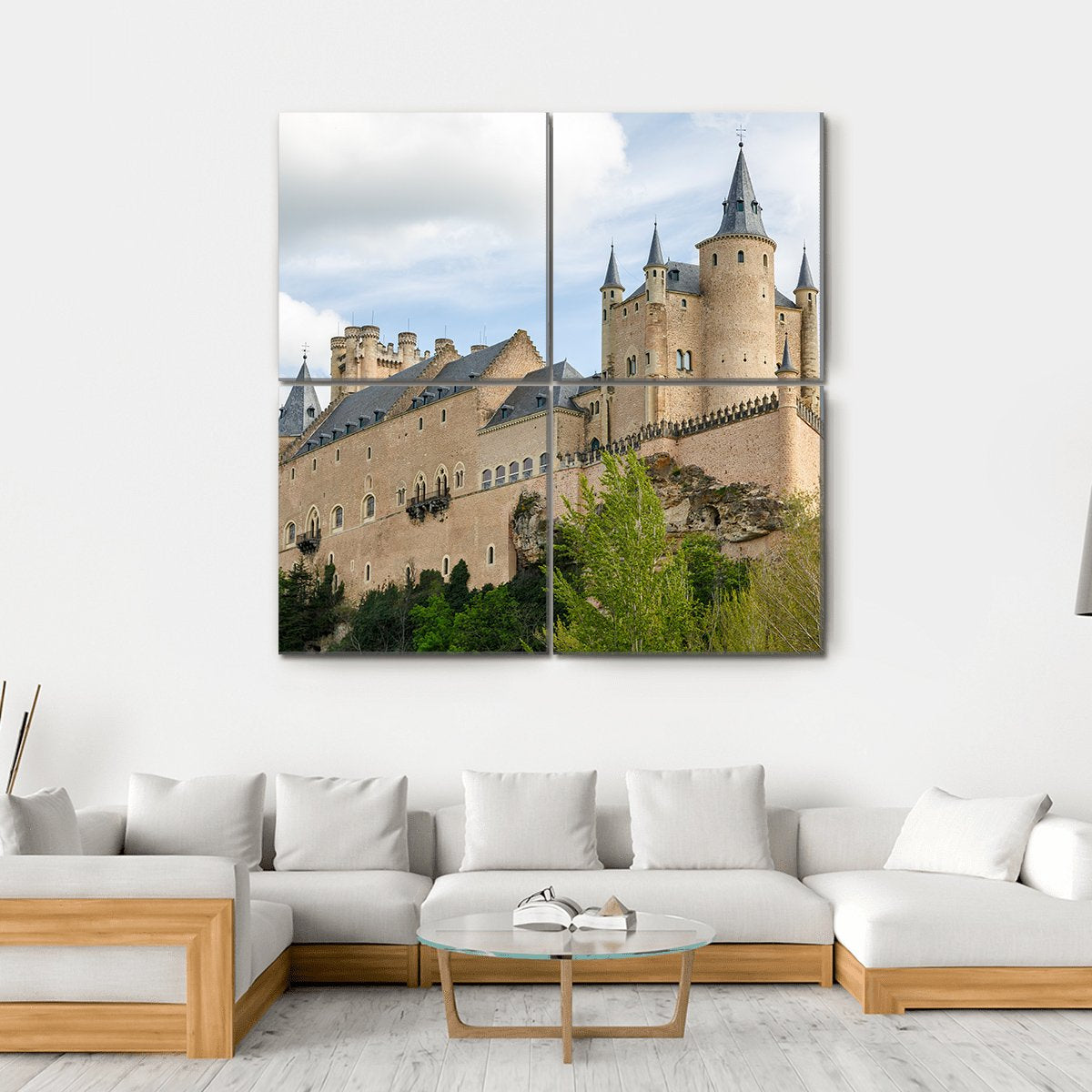 Alcazar Of Segovia Spain Canvas Wall Art-4 Square-Gallery Wrap-17" x 17"-Tiaracle