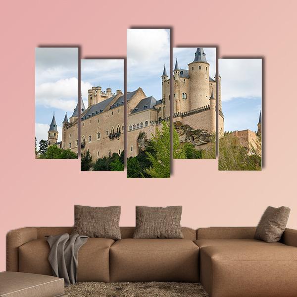 Alcazar Of Segovia Spain Canvas Wall Art-5 Pop-Gallery Wrap-47" x 32"-Tiaracle