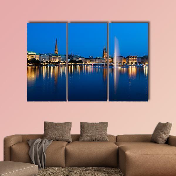 Binnenalster Lake Canvas Wall Art-3 Horizontal-Gallery Wrap-37" x 24"-Tiaracle