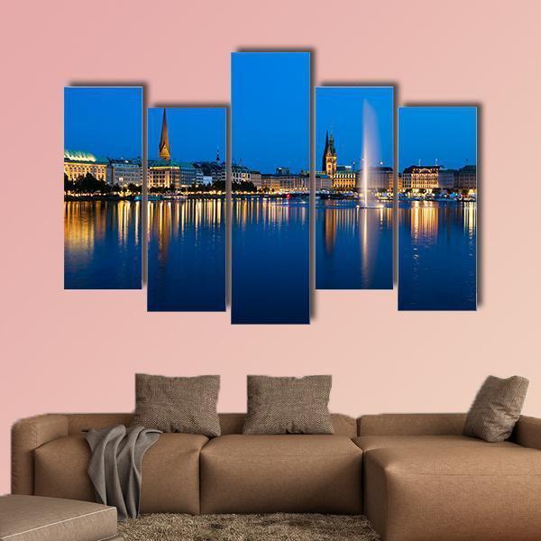 Binnenalster Lake Canvas Wall Art-5 Pop-Gallery Wrap-47" x 32"-Tiaracle