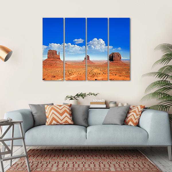 Buttes Of Monument Valley Canvas Wall Art-4 Horizontal-Gallery Wrap-34" x 24"-Tiaracle