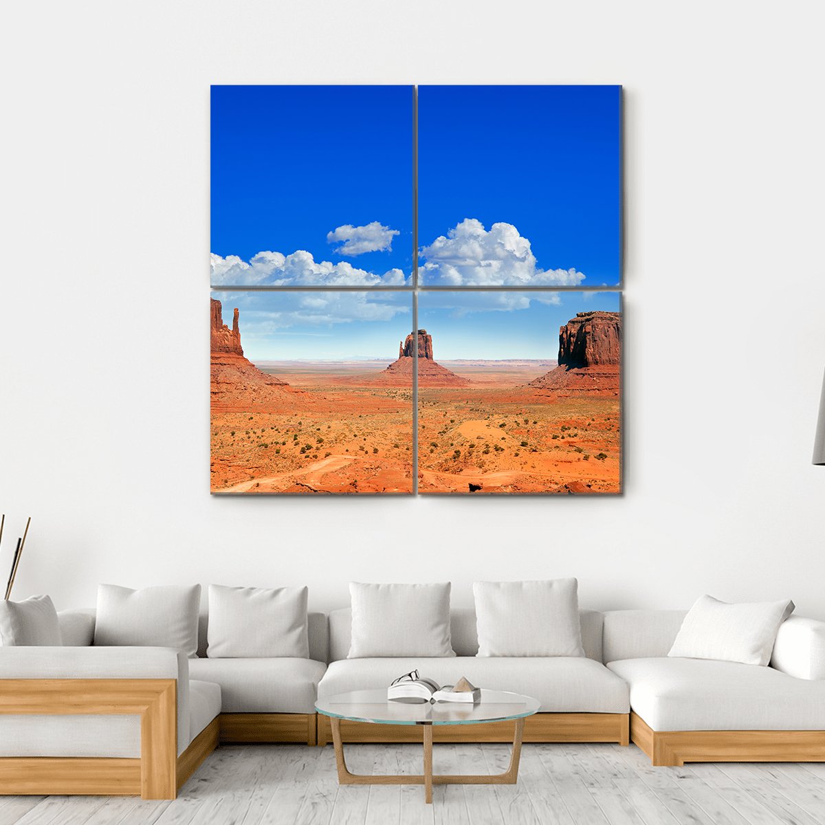 Buttes Of Monument Valley Canvas Wall Art-4 Square-Gallery Wrap-17" x 17"-Tiaracle
