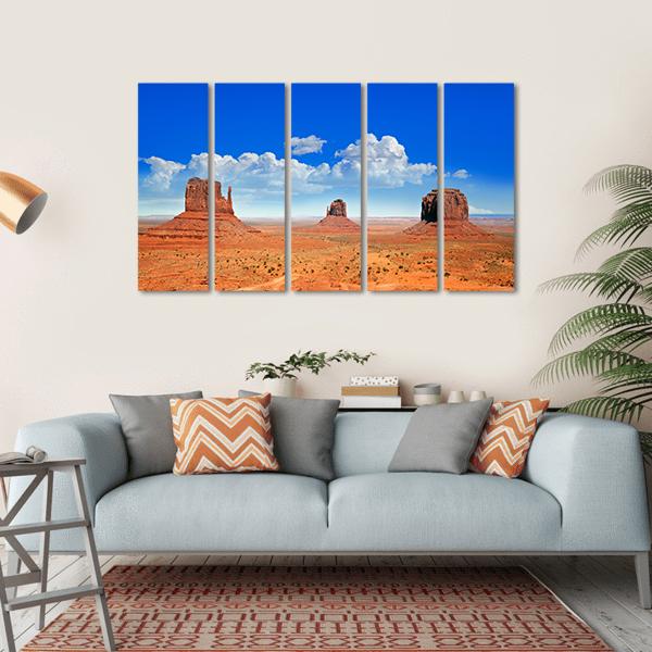 Buttes Of Monument Valley Canvas Wall Art-5 Horizontal-Gallery Wrap-22" x 12"-Tiaracle