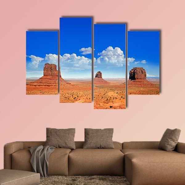 Buttes Of Monument Valley Canvas Wall Art-4 Pop-Gallery Wrap-50" x 32"-Tiaracle