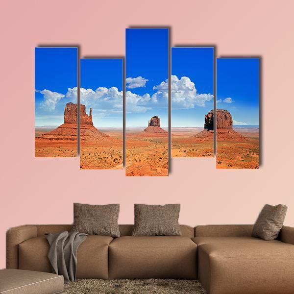 Buttes Of Monument Valley Canvas Wall Art-5 Pop-Gallery Wrap-47" x 32"-Tiaracle