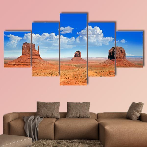 Buttes Of Monument Valley Canvas Wall Art-5 Star-Gallery Wrap-62" x 32"-Tiaracle